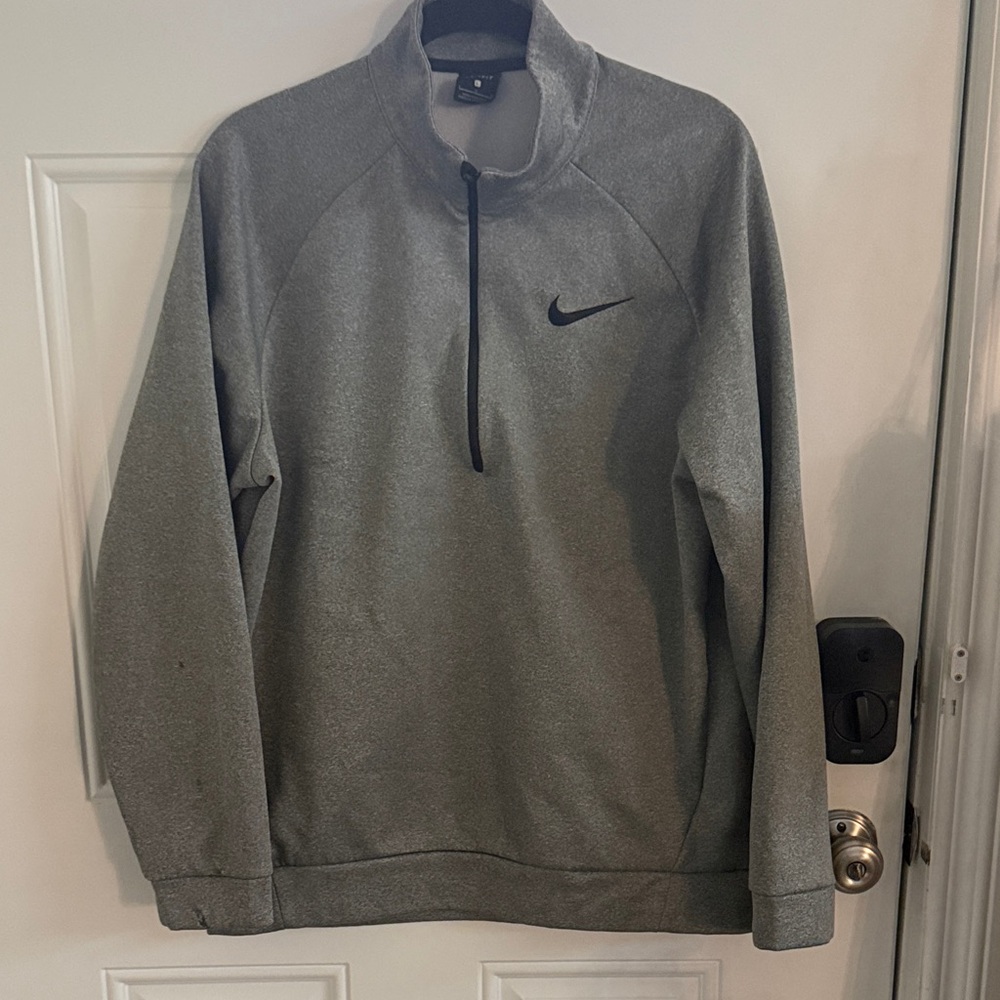 Nike Dri-Fit Heather Gray Pullover with Black Swoosh